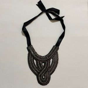 Silver & Crystal Metal Bib Necklace
